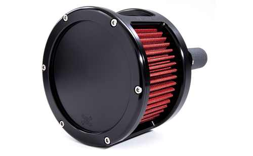 Feuling Oil Pump 4523 BA Race Series Air Cleaner Kit, tall cage, Black finish, Solid Cover, Red filter, Standard throttle body fitment