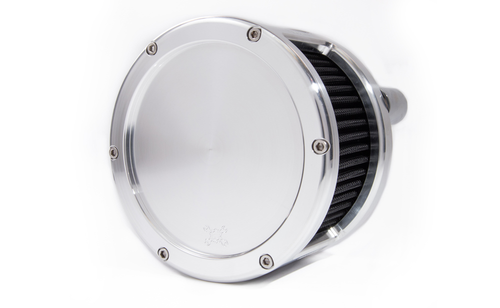 Feuling Oil Pump 5521 BA Race Series Air Cleaner Kit, Race Series tall cage, Raw finish, Solid Cover, Black filter