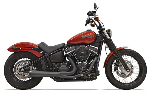 Bassani Xhaust 1S72RB Road Rage 2 into 1 Black for 2018-2024 Softail Street Bob, Lowrider, Slim and Fat Bob