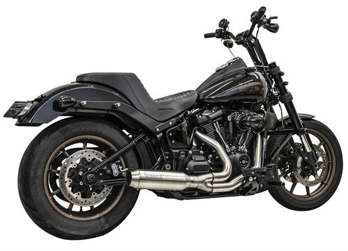 Bassani 1S77SS Road Rage III 2 into 1 Stainless with SuperBike Muffler for 2018-2024 Softail Street Bob, Lowrider, Slim and Fatbob