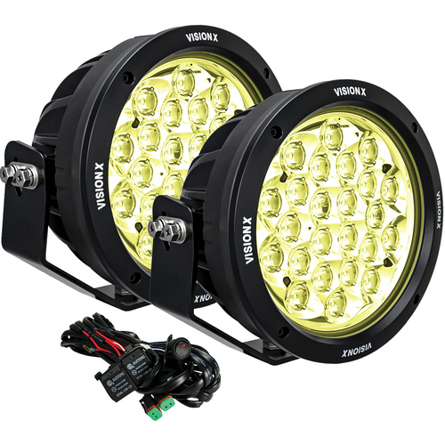 Vision X Pair 2 qty 8.7″ Yellow CG2 Multi-LED Light Cannon kit 9945804 CG2-CPM2410KIT