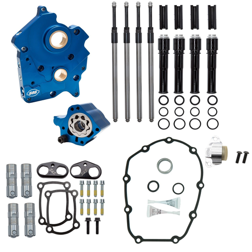 S&S 310-1262
Chain Drive Cam Chest Kit Without Cam, With Black Pushrod Tubes, and Chain Tensioner, for Oil Cooled 2017-up M8 Models
