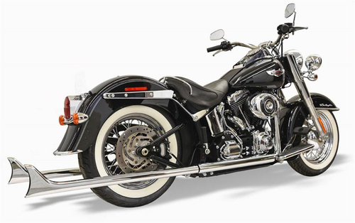 Bassani 1S26E-39 Chrome True Duals w/39 in. Long Fishtail Mufflers for Softail