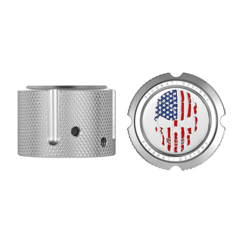 Figurati FD24-FAC-SS Harley-Davidson Stainless-Steel Custom Front Axle Nut Covers Red White and Blue American Flag Skull