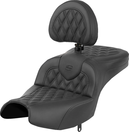 Saddlemen I22-02-182BR Roadsofa Seat With Backrest Black Lattice Stitch Indian Pursuit 22-24
