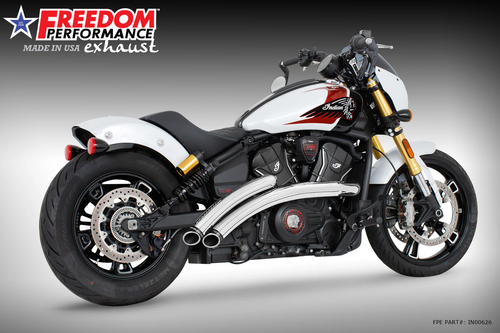 Freedom IN00626 Radical Radius Exhaust Chrome w Black Slash sculpted tip Scout 2025 25