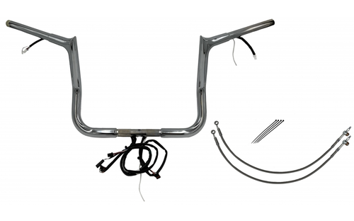 Fat Bagger 901212EZ Install Wired Handlebars 1-1/4" Pointed Top 12" Chrome
