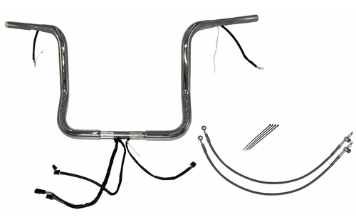 Fat Baggers 901514 EZ Install Wired Handlebars 1-1/4" Round Top 14" Chrome