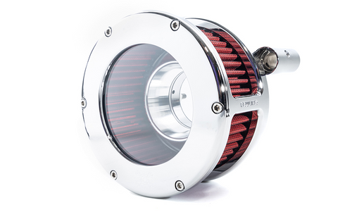 Feuling 5448 BA Air Cleaner Kit Chrome Finish, Clear Cover, Red filter, Twin Cam