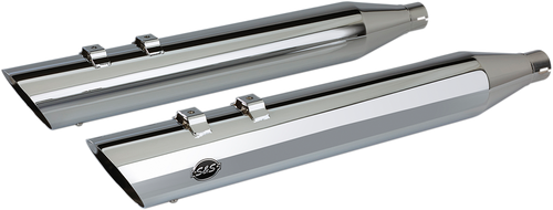 S&S CYCLE 550-0691 Slash Cut Slip-On Mufflers - Chrome