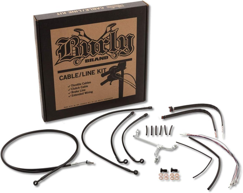 Burly B30-1179 Black Vinyl Handlebar Cable and Brake Line kit for 14 in. Apes W/ABS