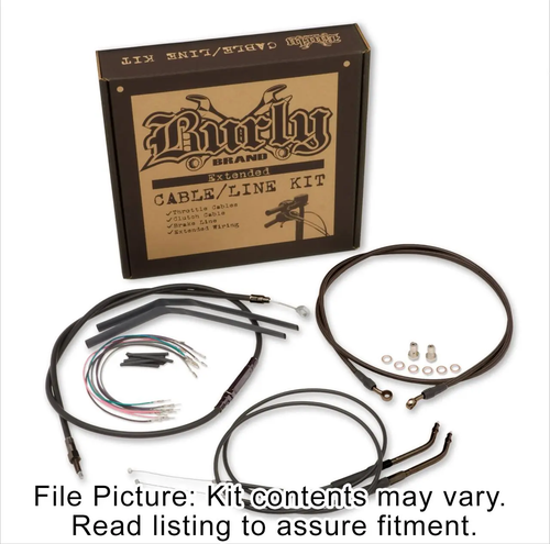 Burly B30-1069 Black Vinyl Handlebar Cable and Brake Line kit for 16 in. Apes w/o ABS