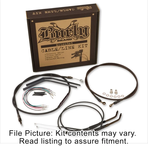 Burly B30-1074 Black Vinyl Handlebar Cable and Brake Line kit for 18 in. Apes w/o ABS