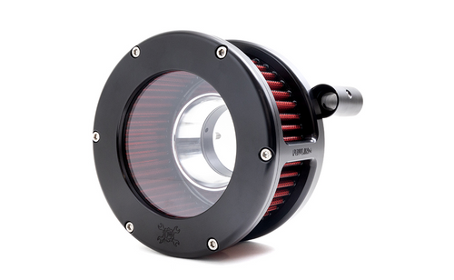 Feuling 5444 BA Air Cleaner Kit Black Finish, Clear Cover, Red filter Twin Cam TC