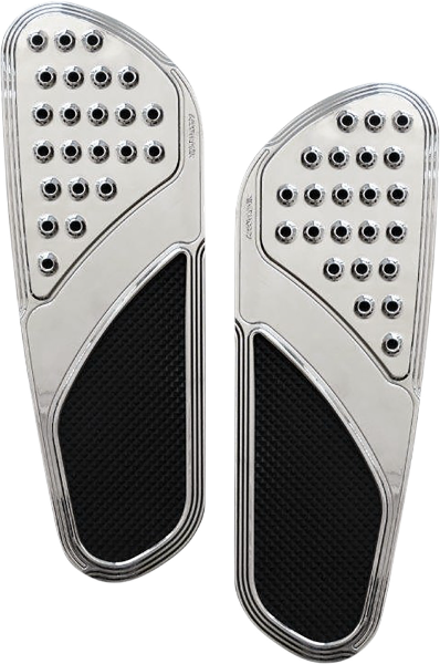 Accutronix FBF01-DVC Chrome Knurled Drilled Front Floorboards Harley 84-Up
