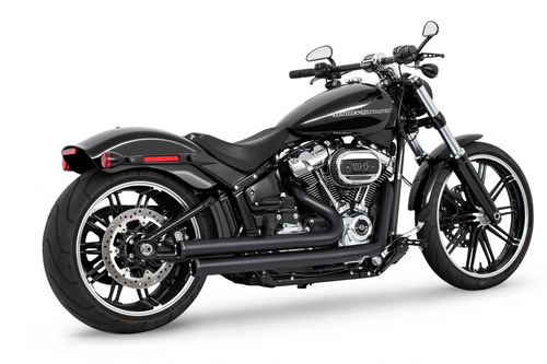 Freedom HD00748 Black Independence Staggered Duals Exhaust M8 Softail breakout lowrider fatboy