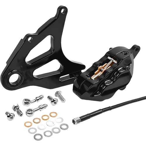 Hawg Halters RKSTAB518 Rear Piston Caliper & Mounting Bracket Rear Caliper - Black