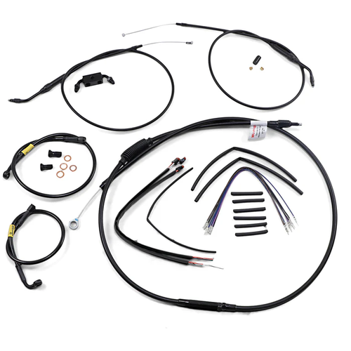 Burly B30-1210 Jail Bar Cable Kit - 12" Handlebars - Black Vinyl