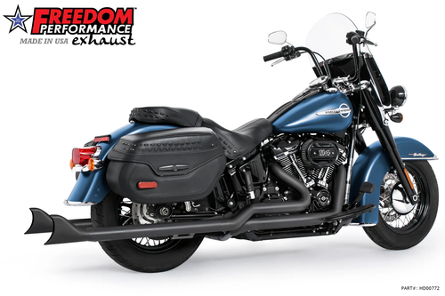 Freedom HD00772 39" Black Sharktail Tuck & Under Full exhaust M8 Softail 18-25