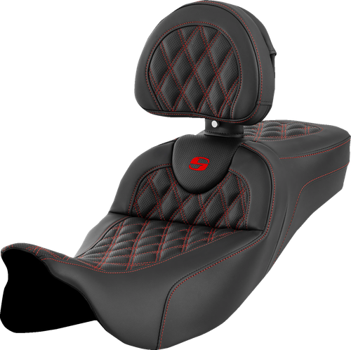 Saddlemen 808-07B-184BRR Extended Reach Road Sofa Seat Red Lattice Backrest