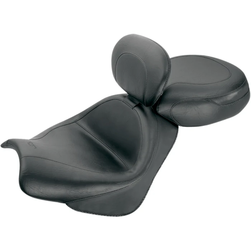 Mustang 79341 Vintage Wide Touring Seat With Driver Backrest Seat - Vintage - Wide - Touring - With Driver Backrest - Two-Piece - Smooth - Black - VTX18