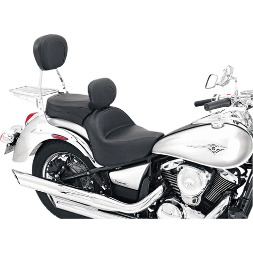 Mustang 79417 Vintage Wide Touring Seat With Driver Backrest Seat - Vintage - Wide - Touring - With Driver Backrest - One-Piece - Smooth - Black - VN900