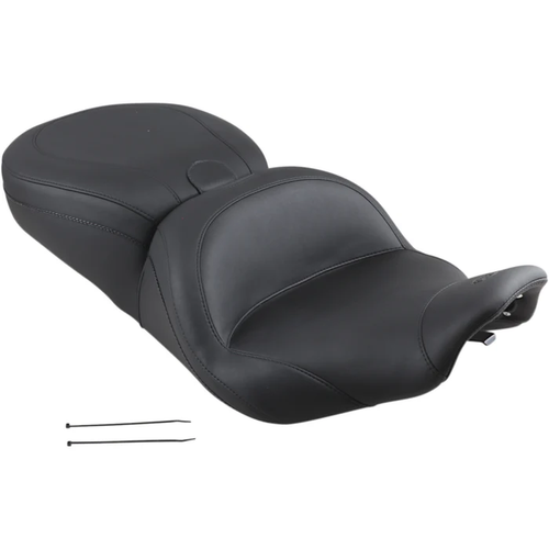 Mustang 79672 Lowdown 2-Up Seat - Lowdown Seat with Driver Backrest - Plain - FLHR '97-'07