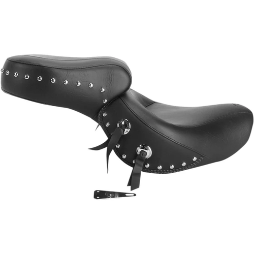 Mustang 75008 Wide Touring Seat Seat - Wide - Touring - Without Backrest - One-Piece - Chrome Studded - Black w/Conchos - VT1100