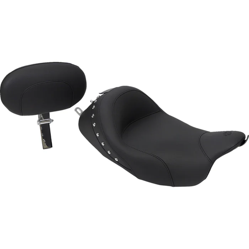 Mustang 79602 Wide Solo Seat with Removable Backrest - Black - Studded W/Concho - FL '08+