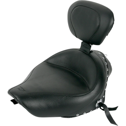 Mustang 79439 Wide Solo Seat with Removable Backrest - Black - Studded W/Concho - XL '04-'20