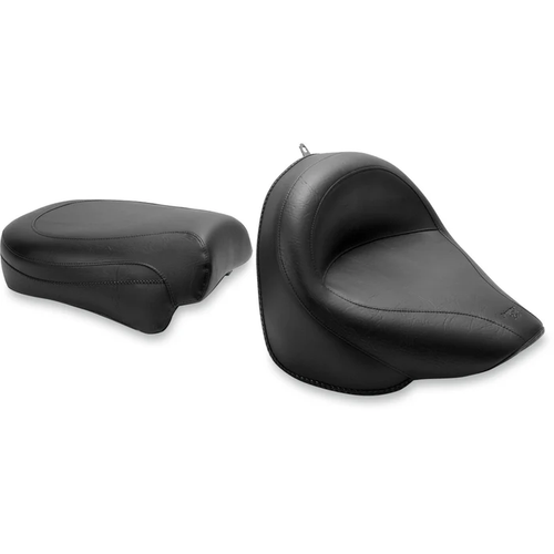Mustang 75912 Vintage Wide Touring Seat Seat - Vintage - Wide - Touring - Without Driver Backrest - Two-Piece - Smooth - Black - XVS