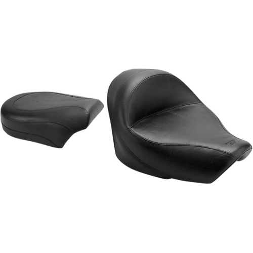 Mustang 76521 Vintage Wide Touring Seat Seat - Vintage - Wide - Touring - Without Driver Backrest - Two-Piece - Smooth - Black - VT750