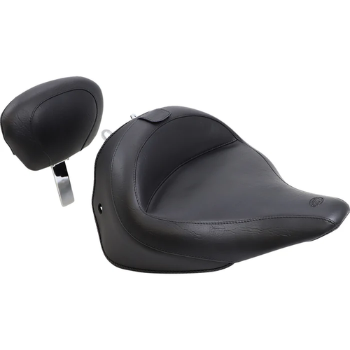 Mustang 79914 Wide Solo Seat with Removable Backrest - Vintage - Black - Smooth