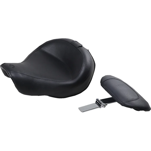 Mustang 79358 Wide Solo Seat with Removable Backrest - Vintage - Black - Smooth - FXD '06-'17