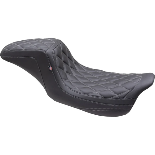 Mustang 75299GM Double Diamond Squareback Seat - One Piece 2-Up Squareback Seat - Double Diamond - Gun Metal Stitch - FL '08-'24