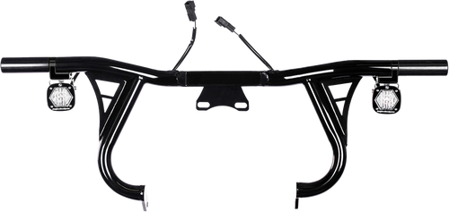 Santoro Gloss BLack Front Crash Bar w Lights 24-25 Harley FL Touring Road Street Glide SF80025