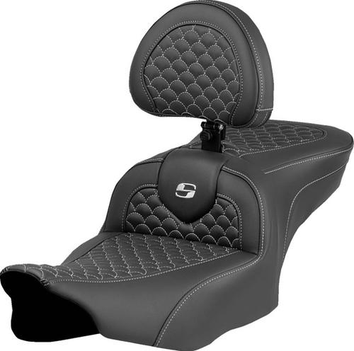 Saddlemen 823-07-208B5 Roadsofa™ Seat - Dragon Scale Stitch - Silver Stitch - w/ Backrest - FLTR/FLHX '23-'24