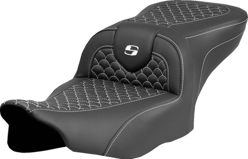 Saddlemen 823-07-20806 Roadsofa™ Seat - Dragon Scale Stitch - White Stitch - w/o Backrest - FLTR/FLHX '23-'24