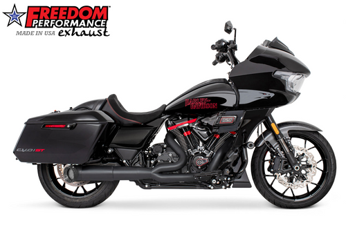 Freedom Performance 2:1 2 into 1 Black 4.5" Mid Length Turnout Full Exhaust Harley Touring FL M8 17-25 Road Street Ultra Glide