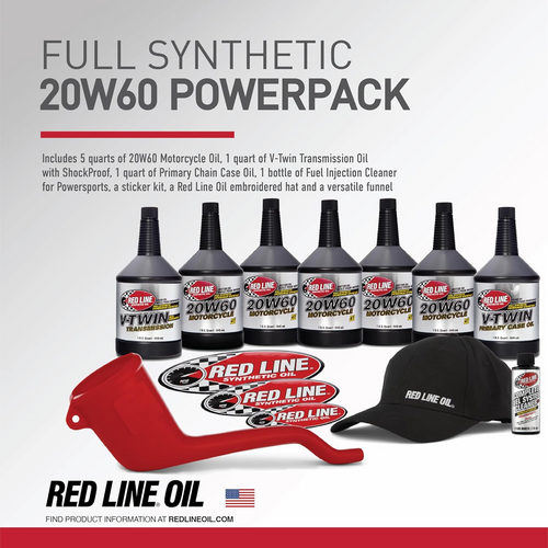 Redline 90231 20W60 V-Twin Powerpack Kit Synthetic Motor Oil M8 Evo TC
