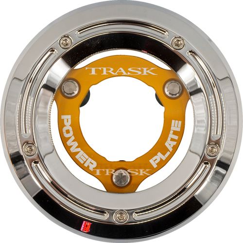 Trask Chrome Derby Cover Gold Clutch Power Plate 18-25 Softail TM-0052-CH-gd