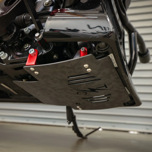 Thrashin Supply Forged Real Carbon Skid Plate w red Brackets 24-26 FL Touring TSC-3035-2