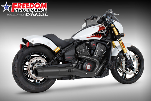 Freedom Performance FPE Freedom IN00CFBK Black 4.5" 2 Step Slip-on Exhaust Combat tip 25 26 2025 2026 Indian Scout Super Classic Bobber Sixty