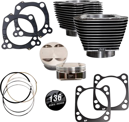 S&S CYCLE 910-0850A Big Bore Cylinder Kit - 4.625" Stroke Black Granite w/Highlighted Fins M8