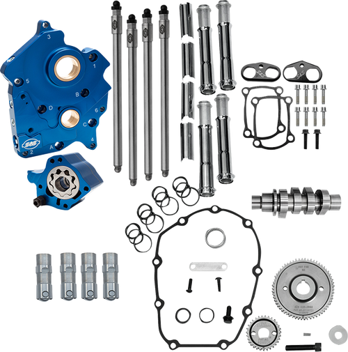 S&S 310-1382 496 Gear Drive Cam Chest kit Chrome pushrod tubes oil cooled Harley M8 17-25