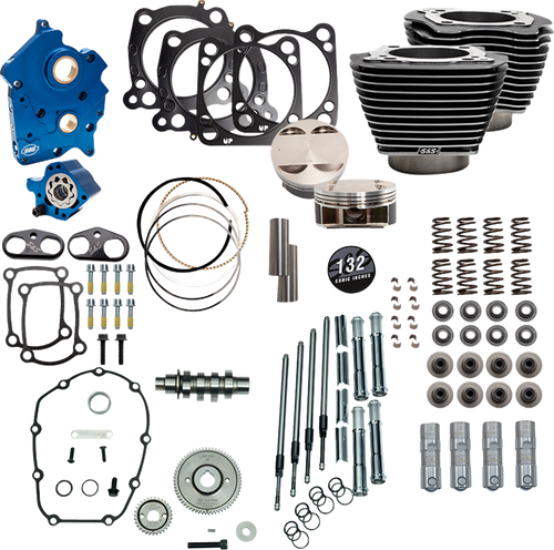 S&S CYCLE 310-1236C 132" Power Package for M8 - 550 Gear Drive Water Cooled Black Granite w/Highlight Fins 114"/117" M8