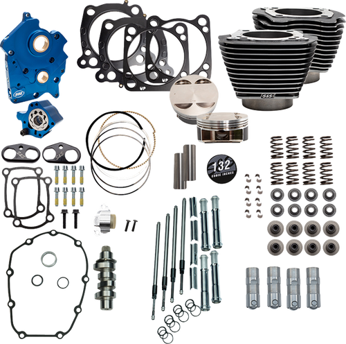 S&S CYCLE 310-1237C 132" Power Package for M8 - 550 Chain Drive Oil Cooled Black Granite w/Highlight Fins 114"/117" M8