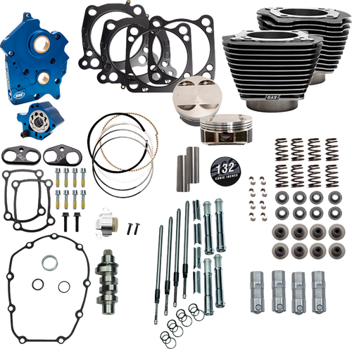 S&S CYCLE 310-1237C 132" Power Package for M8 - 550 Chain Drive Oil Cooled Black Granite w/Highlight Fins 114"/117" M8