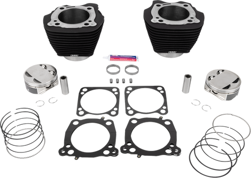 S&S CYCLE 910-0846A Big Bore Cylinder Kit - 4.500" Stroke Wrinkle Black w/o Highlighted Fins M8