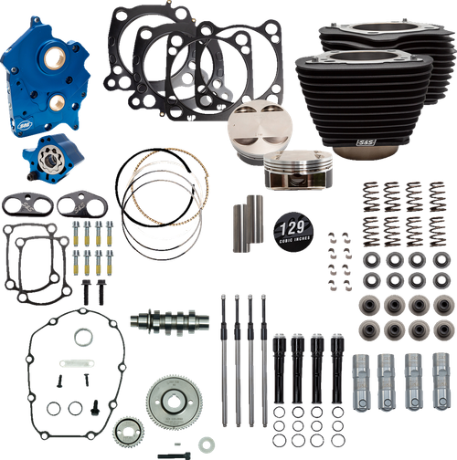 S&S 310-1228 129" Big Bore Power Pack 550 gear cam black Oil cooled M8